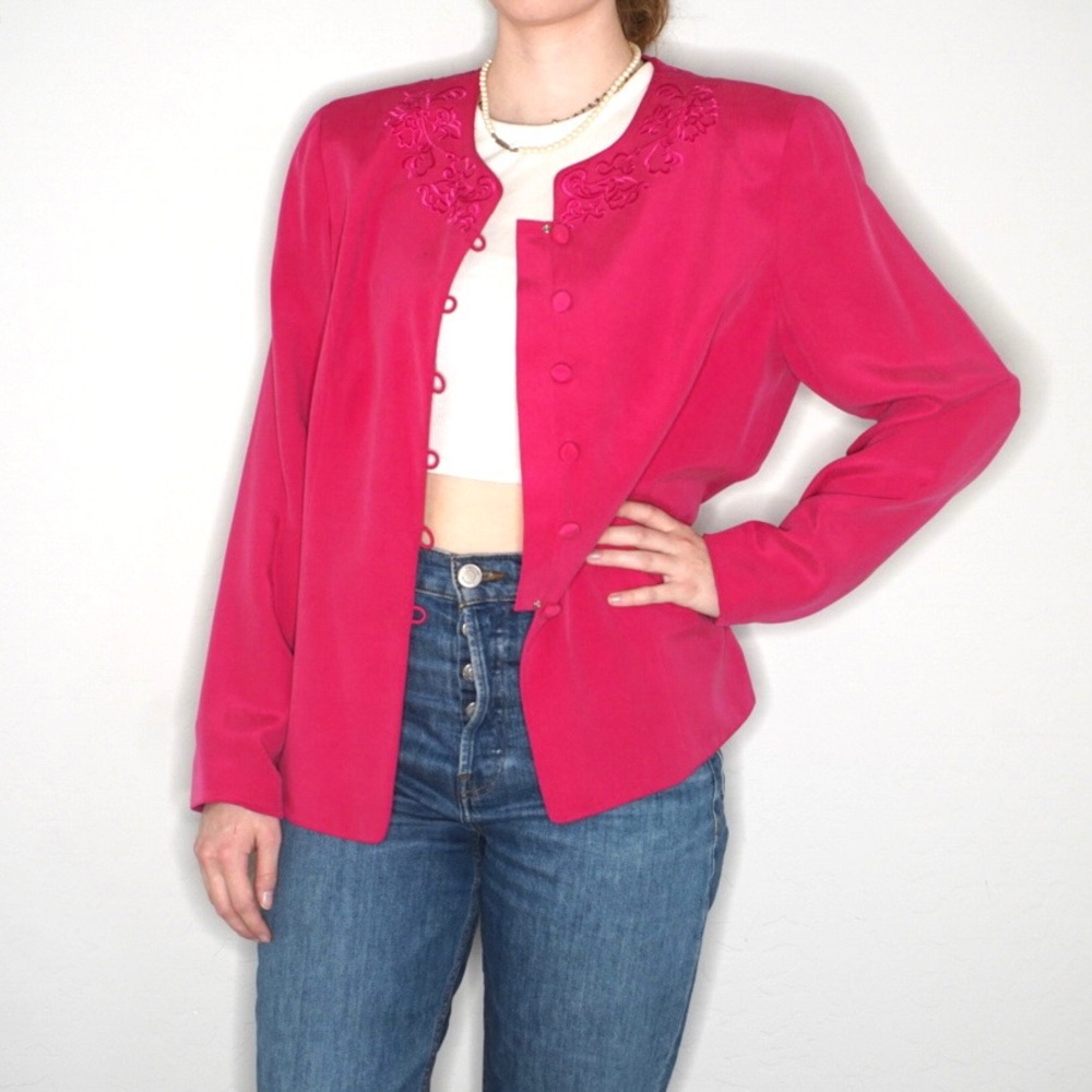 Talbots Vintage Women’s 100% Silk Blazer Pink Excellent Condition SZ 6